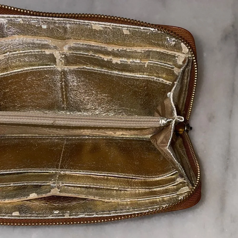 Michael Kors Wallet Jet Set Travel Continental Full Zip Brown Leather